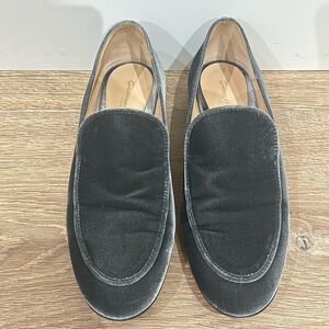 GIANVITO ROSSI Velvet Slip-On Loafers in Charcoal Gray - Designer